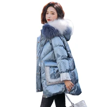 Дамское зимнее пуховое хлопковое пальто, Высококачественная шерстяная Меховая куртка, женская новая яркая верхняя одежда, Женская Корейская свободная парка