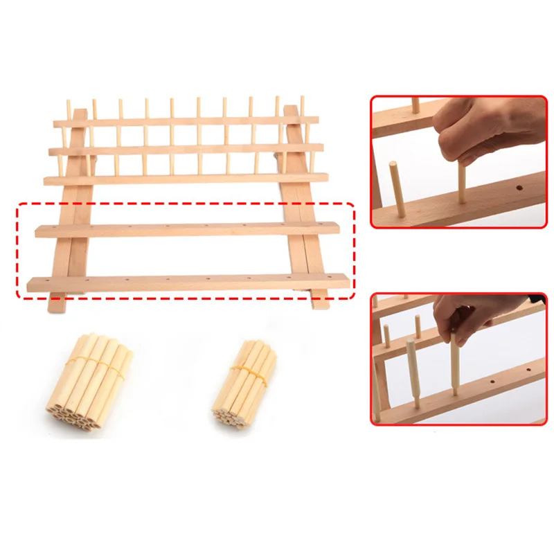  Foldable Wood Thread Stand Rack Holder Wall Mount 46 Spool Cone Embroidery Machine Sewing Storage H