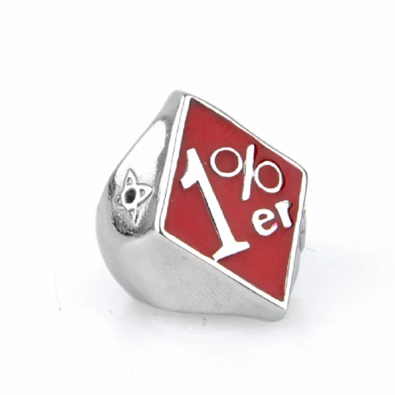 Men's Stainless Steel Ring 1%er One Percent Outlaw Biker Motorcycle Silver color US SIZE 7-15 stainless steel ring finger ring silver ring