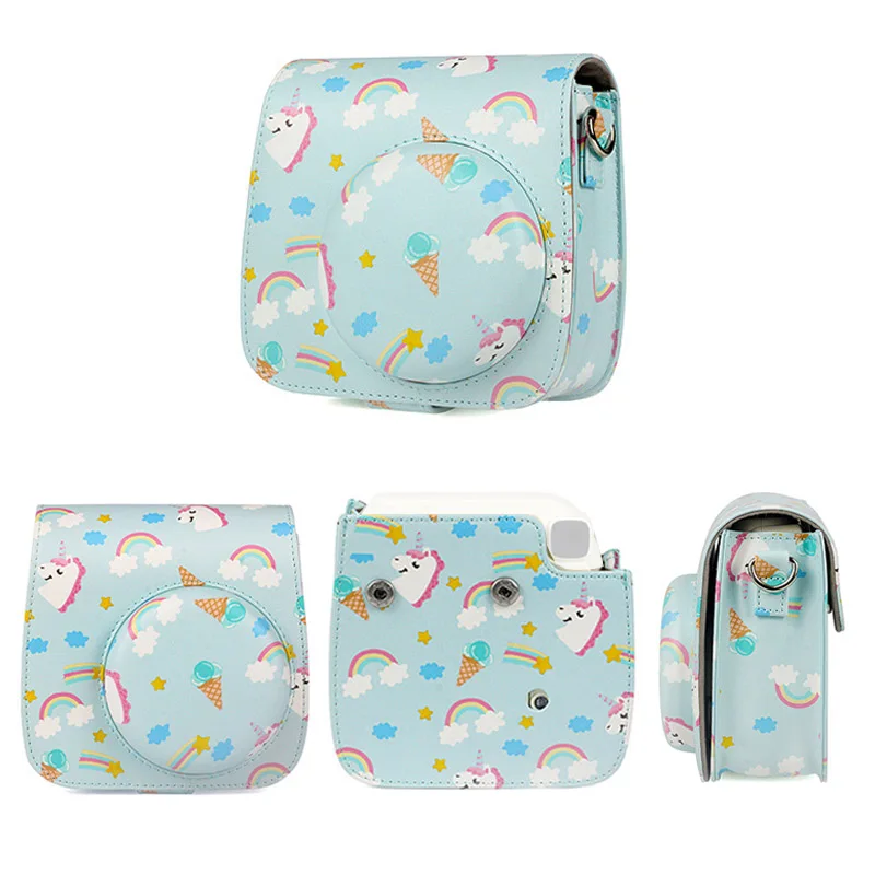 unicorn Чехол для Камеры Fujifilm Instax Mini качественная сумка через плечо из искусственной кожи с ремешком для Fuji Instax Mini 9, Instax Mini 8 - Цвет: unicorn