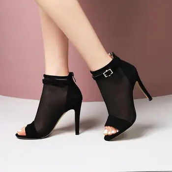 

Alionashoo Women Summer Ankle Boots Stiletto Heels Women Shoes Peep Toe Sexy Lady Chelsea Boots Party Thin Heeled Shoes Size 43