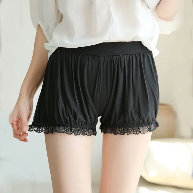 Sweet Women Gothic Lolita Safety Shorts Pants Japanese Girls Cute Lace Bow Ruffles Stretchy Underpants Chic Cotton JK Bloomers black shorts