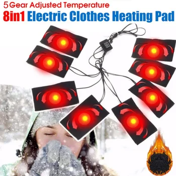 

8-in-1 Electric Heating Pad USB 5 Gears djustable DIY Thermal Clothing Outdoor Heated Jacket Vest Mobile Warm Gear New