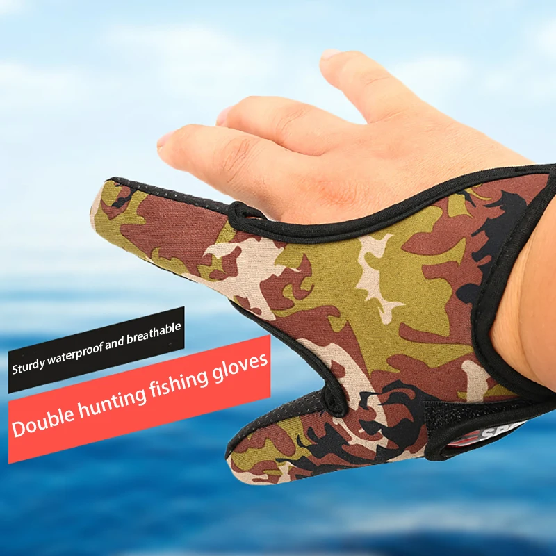 2 пальца перчатки для рыбалки Премиум Регулируемые дышащие Нескользящие буквенный указатель на открытом воздухе Велоспорт Рыбалка палец защитные перчатки