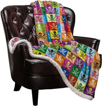 

WARMTOUR Throw Blanket Skull Pirate Knife Colorful Blankets Personalized Blankets Bedclothes