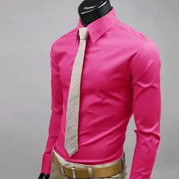 

2019 New Men Fashion Casual Long Sleeved Slim Solid color shirt Men Social Business Dress Shirt Soft Comfortable Christmas Gift