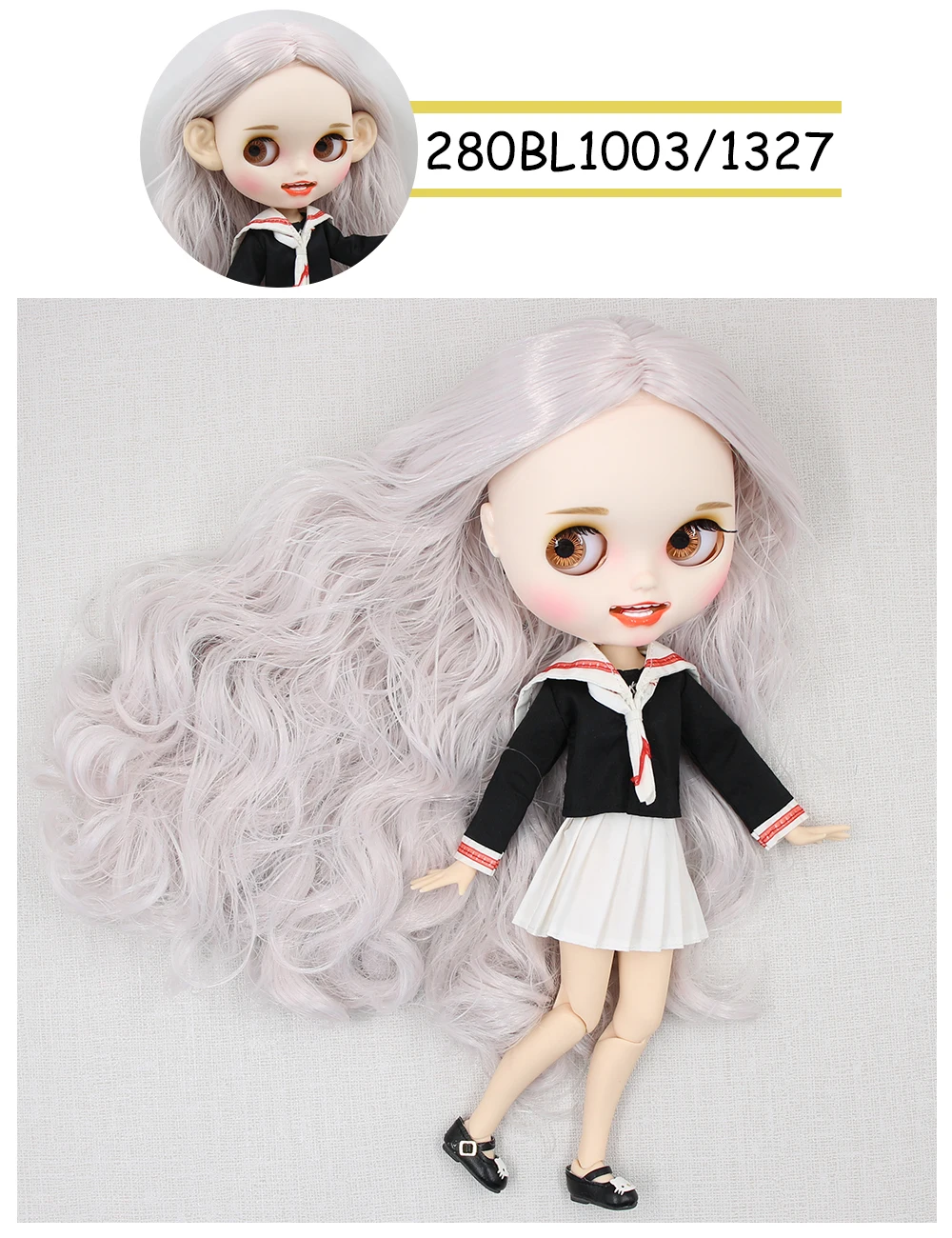 Aria – Premium Custom Neo Blythe Doll with Silver Hair, White Skin & Matte Smiling Face 1