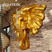 Aqumotic Настенный декор со слоном счастливые подарки в виде животного статуя 3d Слоны Lovie голова удача Steiff смолы искусства