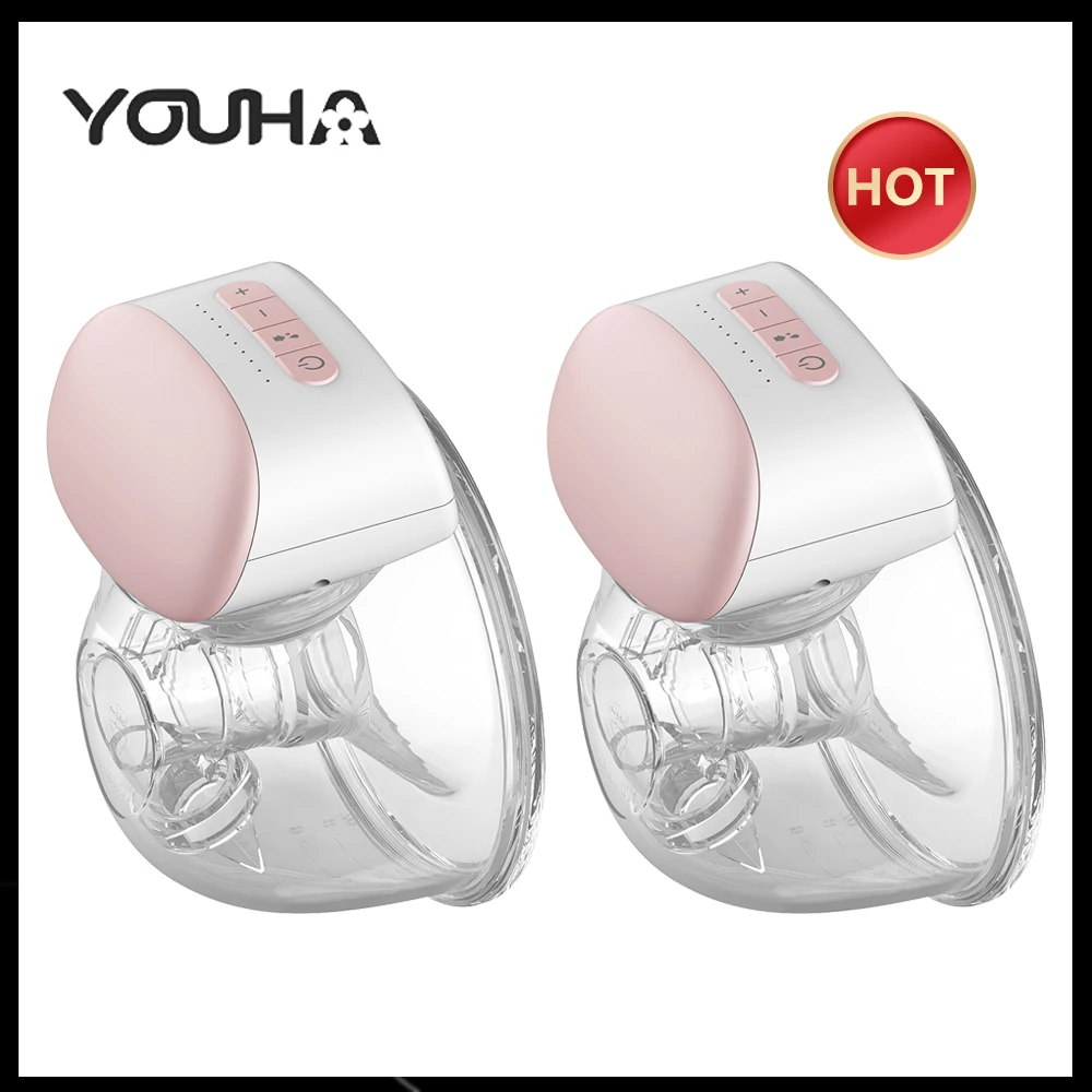 2/1pcs YOUHA Wearable Breast Pump Hands Free Electric Portable Wearable Breast Pumps BPA-free Breastfeeding Milk Collector