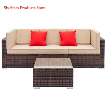 

Fully Equipped Weaving Ratt Equipped Weaving Rattan Sofa Set with 2pcs Corner Sofas & 1pcs Single Sofas & 1pcs Coffee Table
