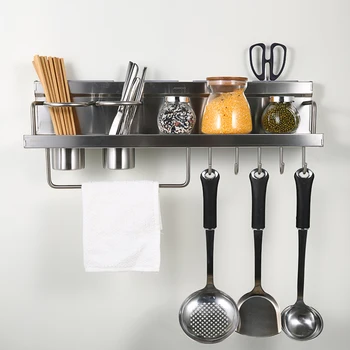 

Household storage rack wall hanging multi-function combination kitchen hanging rack space aluminum rack LU41810
