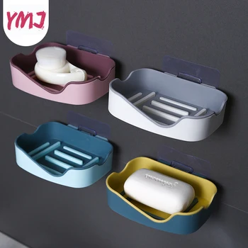 

Soap Rack Punch Free Wall Mounted Double Layer Soap Holder Self Adhesive Soap Sponge Dish Bathroom Accessories Soap Dishes