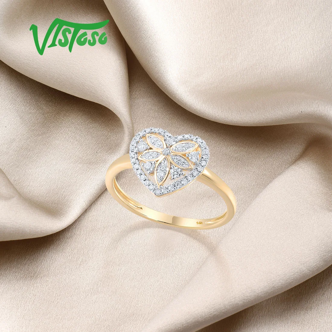 VISTOSO-Genuine 14K 585 Anel De Ouro Amarelo para As Mulheres, Diamante  Espumante, Anel Doce Coração, Delicado Noivado De Casamento Jóias Finas -  AliExpress, image size:1100x1100