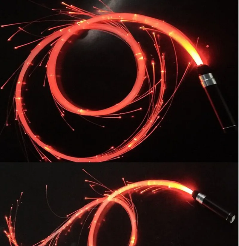 Fiber Optic Lamp LED Fiber Optic Whip Rechargeable Fiber optical Pixel Light-up Whip Light Flow Toy for Dance Party Lighting show Rave EDM Music