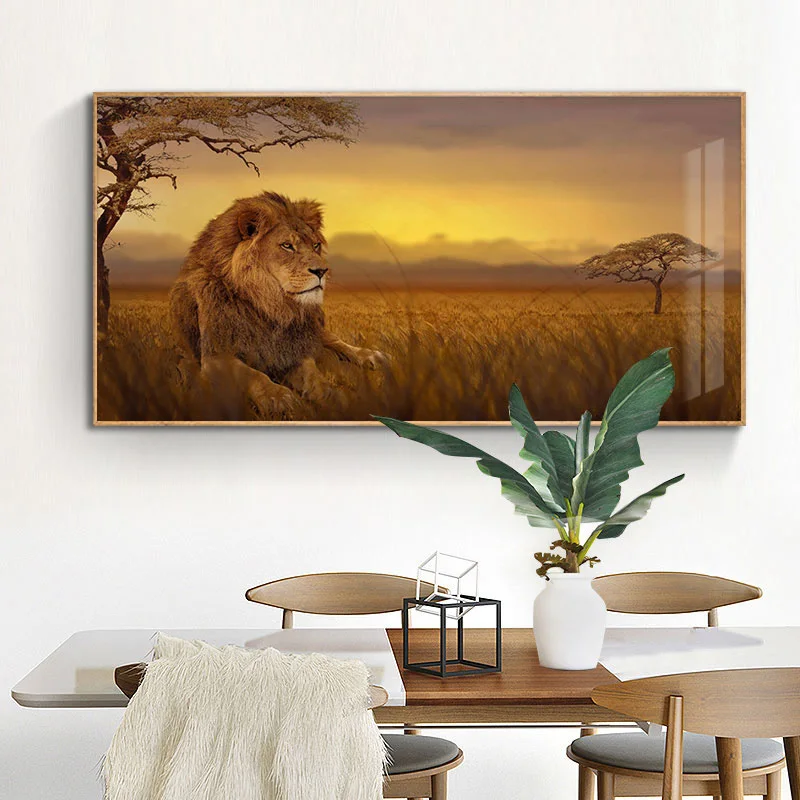 Sunset Wildlife Lion Animal Canvas Print Painting Wall Art Home Decor Picture 1P 