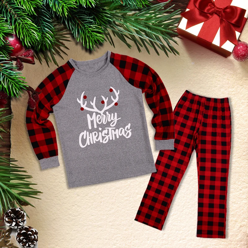 Милые праздничные пижамы для родителей и детей теплые вечерние хлопковые топы и штаны хорошего качества Рождественский комплект, рождественские пижамы для всей семьи - Цвет: M