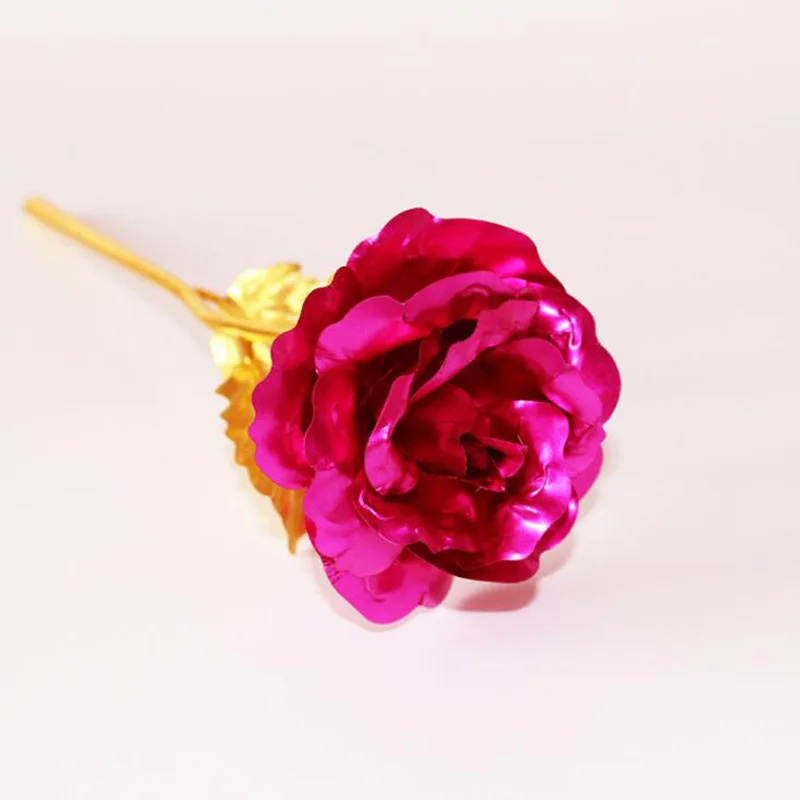 Creative Gift Rose Emulated Flower 24K Gold Foil Rose Valentine's Day Gift Single Gold-plated Rose Bouquet Box Gold Foil Flower - Цвет: Only Flower 04