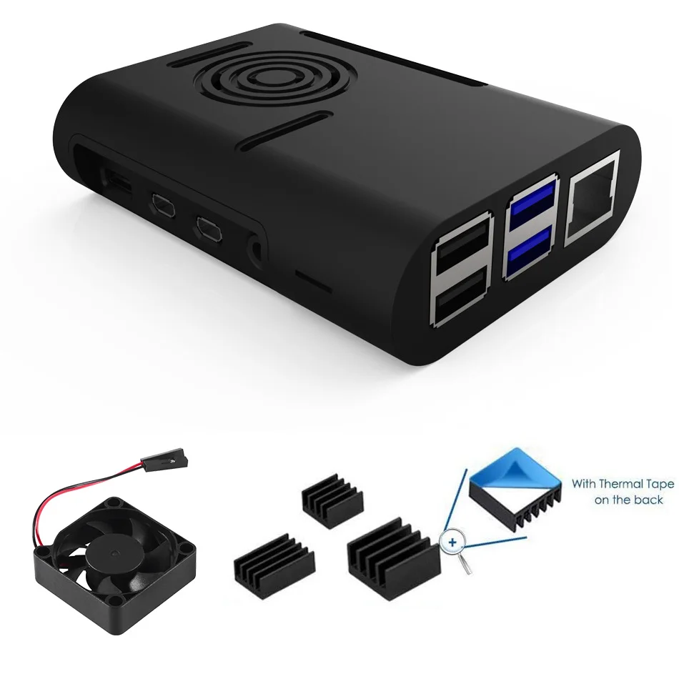Raspberry Pi Cooler Raspberry Pi Case Raspberry Pi Aokin Raspberry Pi Case with Cooling Fan, Raspberry Pi 4 Case, 4 Heatsink For Model B, 4B
