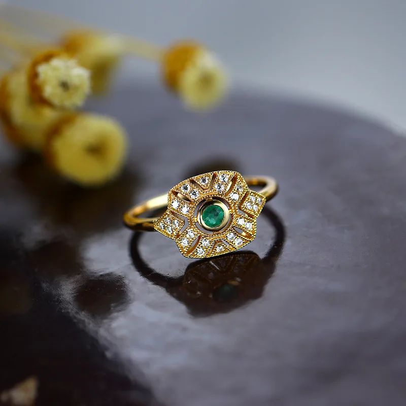 Ruifan 9K Золото Квадратный драгоценный камень украшения для помолвки с изумрудом кольцо для женщин натуральные камни Настоящее серебро 925 кольца YRI102