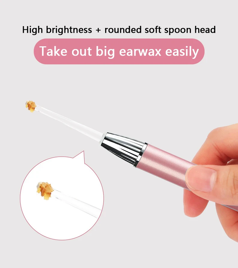Ear Cleaner Otoscope Ear Wax Removal Tool Curette Light Spoon With