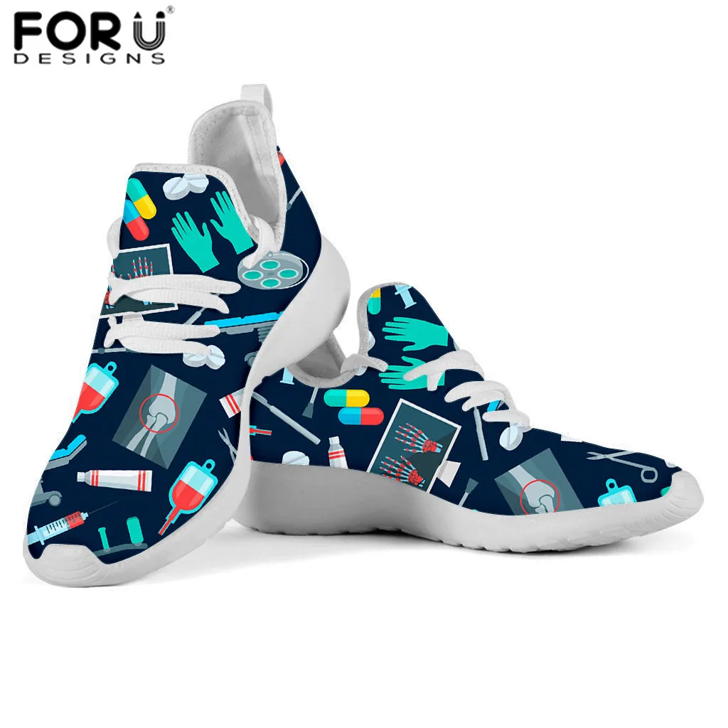 FORUDESIGNS/Женские повседневные кроссовки; Милые медицинские инструменты; стоматологический принт; женская трикотажная обувь на платформе; Черная пятница; scarpe donna - Цвет: HMF795Z61