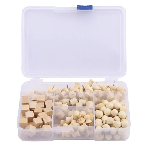 180pcs/Pack Classic Decorative Wooden Pushpins Set Cute Thumb Tacks Set Ideal for Displaying Documents Photos Postcards