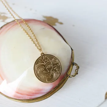 

Timeless Wonder Titanium Portrait Coin Chains Necklace Women Stainless Steel Jewelry Boho Ins Top Gift Japan Korean Trendy 1552