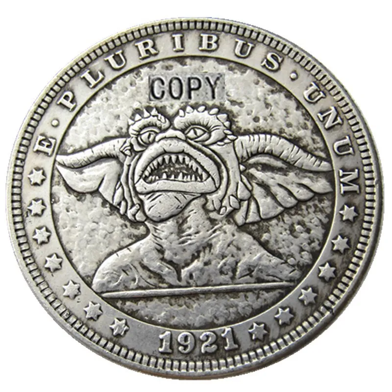 HB(65)US Hobo 1921 Morgan Dollar skull zombie skeleton посеребренные копировальные монеты | Дом и сад