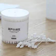 100 шт. груша Cucurbit в форме двойной наконечник ватный тампон многоцелевой Антибактериальный детский ушной чистящий бумажный ручка клюшки инструмент для макияжа