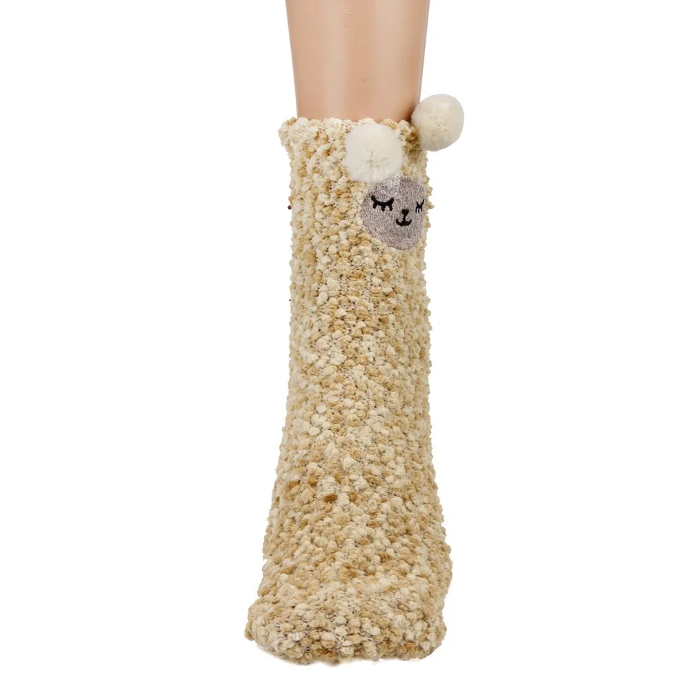 Рождественские носки женские носки модные милые зимние женские носки с вышивкой из бархата кораллового цвета в стиле Харадзюку женские носки h5