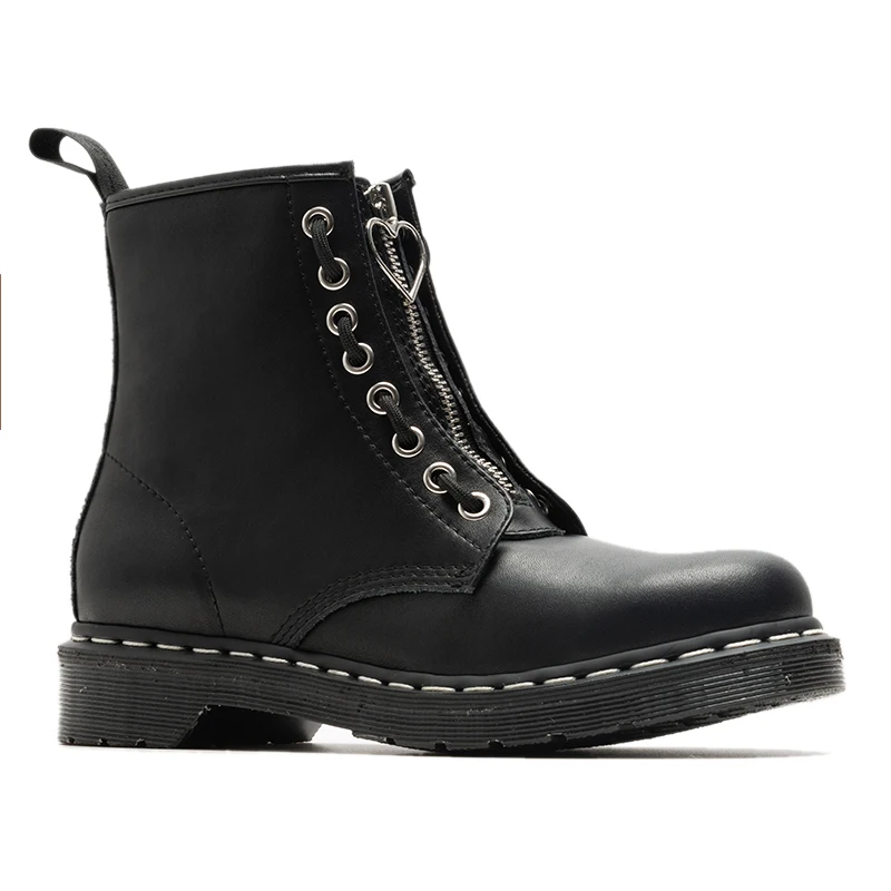 Buono Scarpe/черные мотоботы в стиле панк; ботильоны из натуральной кожи на молнии; botas Mujer; женские ботинки на толстой платформе; ботинки на шнуровке