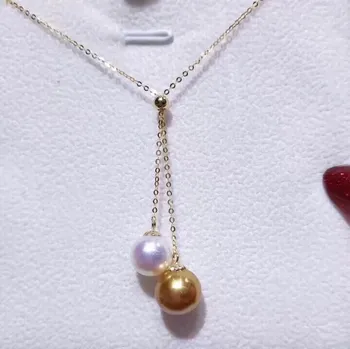 

D315 Fine Jewelry 18K Gold Natural Ocean Akoya Pearl 5-6mm Pendant Necklaces for Women FIne Pearls Pendants