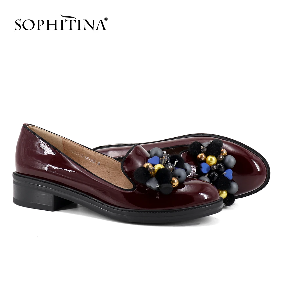 SOPHIITINA/модная дизайнерская обувь на плоской подошве; удобная обувь из коровьей кожи высокого качества с круглым носком; повседневная женская обувь на плоской подошве; PC363