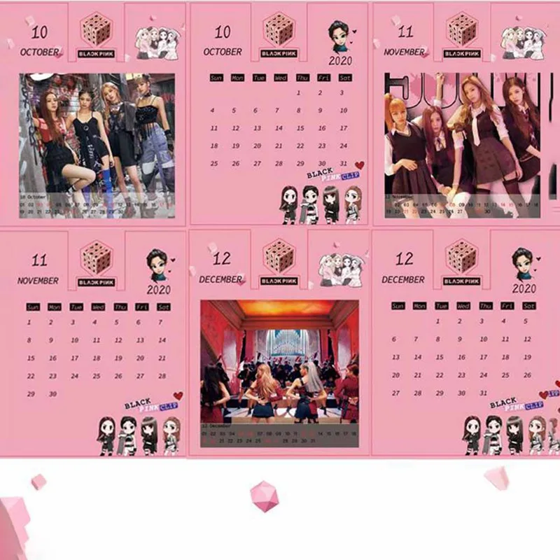 Новинка Kpop Мода черный розовый Настольный календарь фото шаблоны для рисования календарь