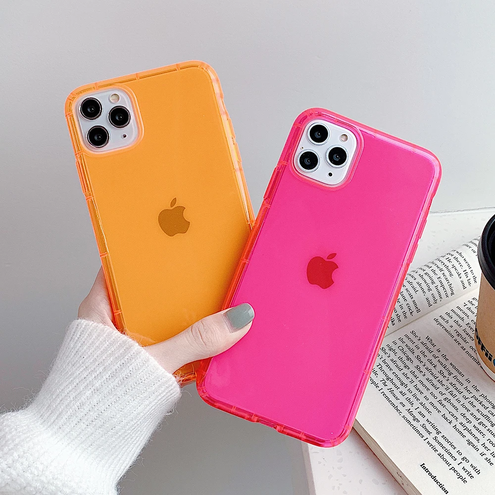 LOVECOM неоновый флуоресцентный однотонный чехол для телефона iPhone 12 Mini 11 Pro Max XR X XS 7 8