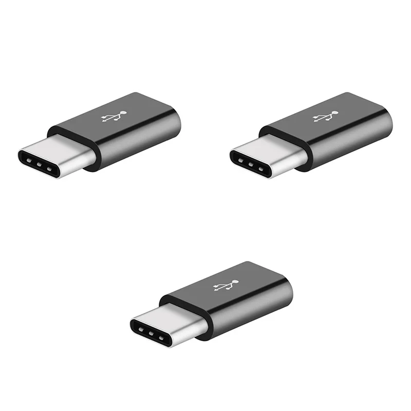 3pcs(black) 5 шт. микро USB к USB C адаптер для мобильного телефона Microusb разъем для huawei Xiaomi samsung Galaxy A7 адаптер USB TypeC - Цвет: 3pcs(black)
