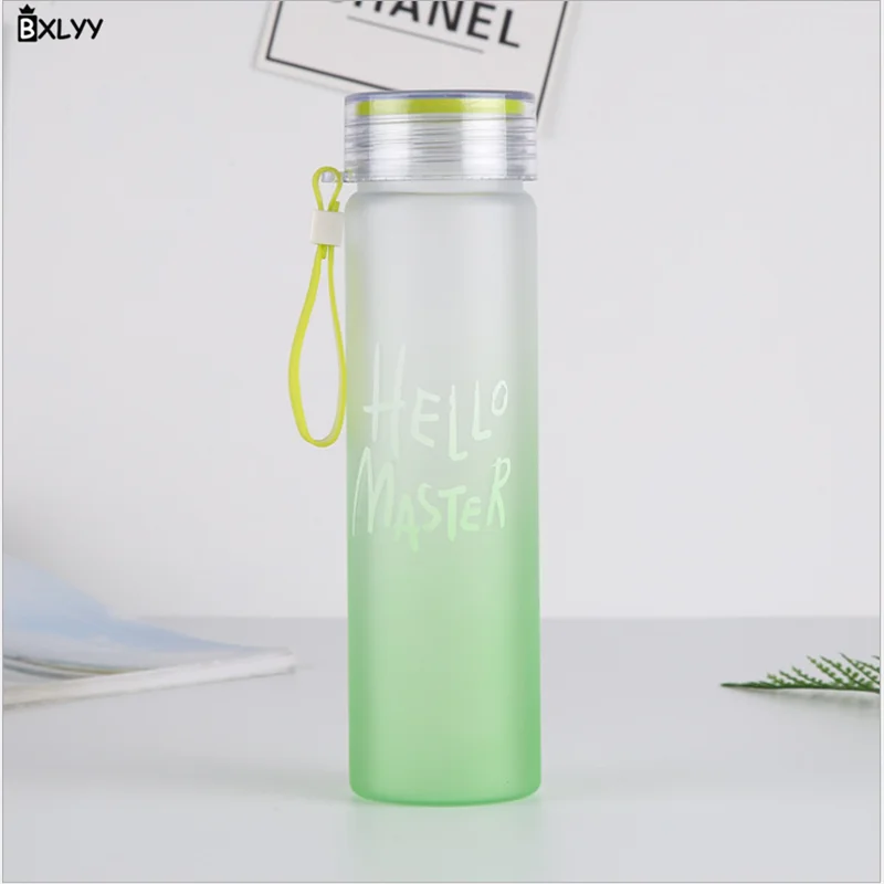 BXLYY, новинка, Пара моделей, матовая Спортивная ручная чашка, 460 мл, герметичная пластиковая бутылка для воды, Студенческая Спортивная бутылка для воды. 8 Z - Цвет: Светло-зеленый