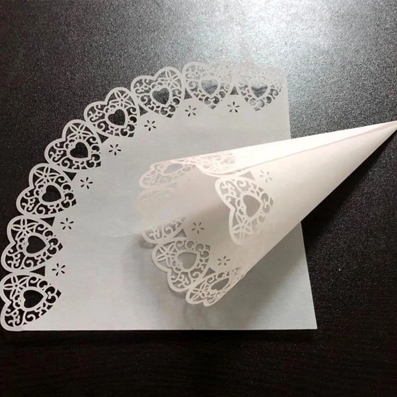 White Laser Cut Paper Lace Heart Confetti Sweet Cones 10 Shabby Chic Wedding 