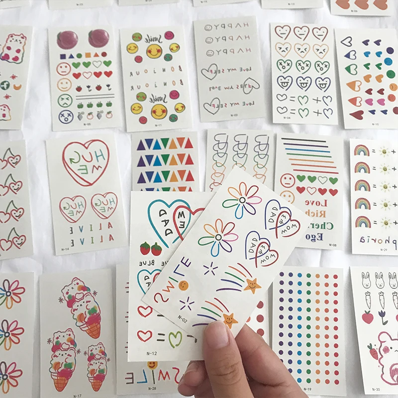 HZ Korea Chic Tattoo Sticker 30 шт./компл. безболезненные Ins Hot Cute Красочные водонепроницаемые
