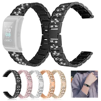 

2020 Fashion Adjustable Soft Printing Luxury Alloy Crystal Stainless Steel Wristband Strap Band For Huawei B5 Replacement #40