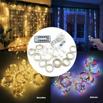

3M USB LED Curtain String Lights Flash Fairy Garland Remote Control For New Year Christmas Outdoor Wedding Home decor