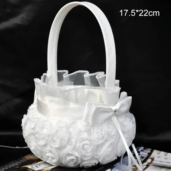 

Western-style Wedding Flower Basket Embroidered Lace Bridal Flower Basket Delicate Bow Decoration Wedding Decoration