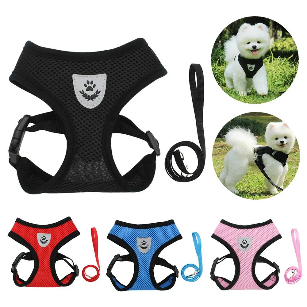 

Breathable Mesh Small Dog Pet Harness And Leash Set Puppy Cat Vest Harness Collar For Chihuahua Pug Bulldog Cat Arnes Perro