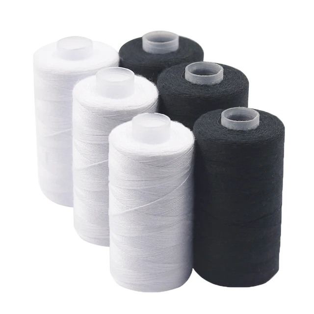 D&D 500M Strong and Durable Sewing Threads for Sewing Polyester Thread Clothes Sewing Supplies Accessories White  Black 3black3white