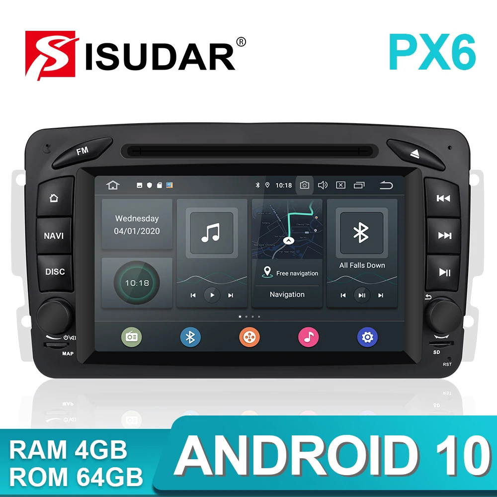 Isudar PX6 2 Din Android 10 Car Multimedia Player GPS For Mercedes/Benz/CLK/W209/W203/W208/W463/Vaneo/Viano/Vito Auto Radio DVR