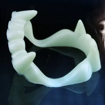 

1 Pair Fun Prank Luminous Dentures Vampire Zombie Cosplay Teeth Halloween Props Glow in the Dark Toys Creative Gifts