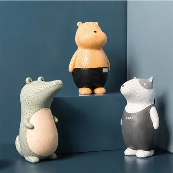 

European Dinosaur Bear Fox Animal Piggy Bank Creative Resin Crafts Gift Money Box Coin Box Kid Room Decor Home Decoration R4473