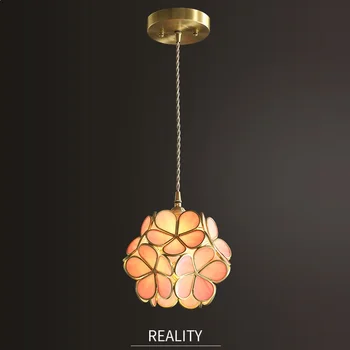 

Creative cherry LED chandelier bedroom glass flower chandelier baby room decoration pink hanging lamps
