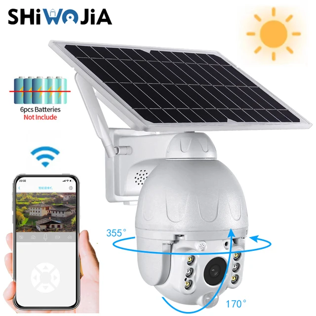 $US $93.43 SHIWOJIA Solar WiFi IP Camera Outdoor 1080P Security Wireless Battery  IP66 Waterproof PIR Motion Detection CCTV Surveillance