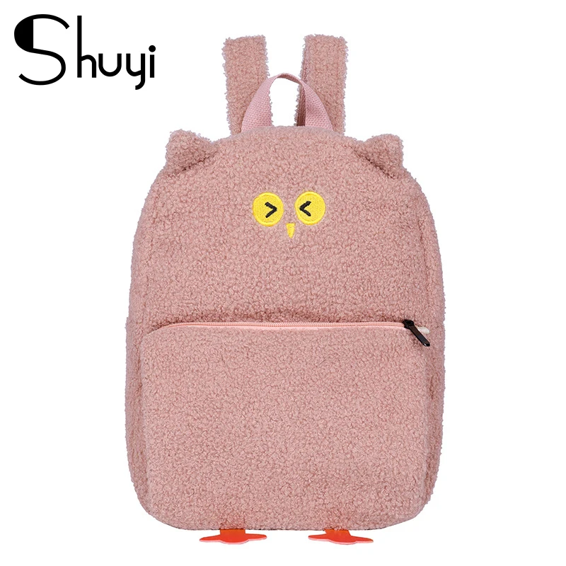 

Fashion Plush Handbags 2020 Winter Cartoon Cute Warm Handbag Women's Backpack Small Student School Bag Ladies Casual Backpack